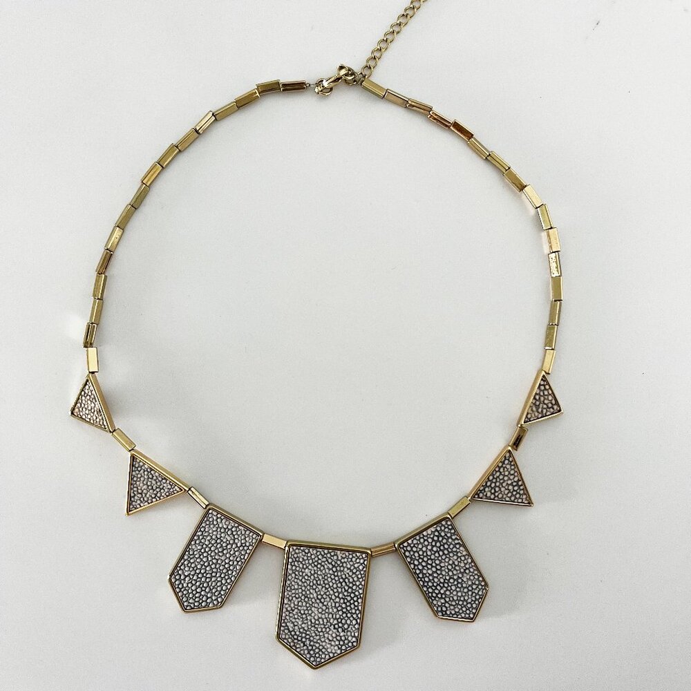 House of Harlow Blue White Gold Textured Necklace